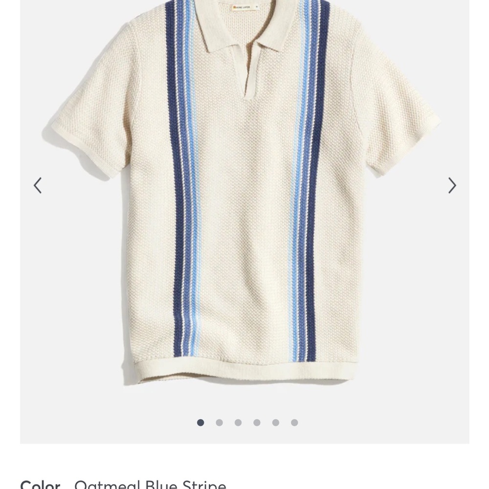 Marine Layer Oatmeal Blue Stripe Polo